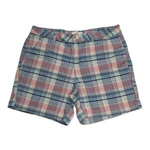 Dockers Plaid Shorts Preppy Golf Womens Size 4 Pink Blue